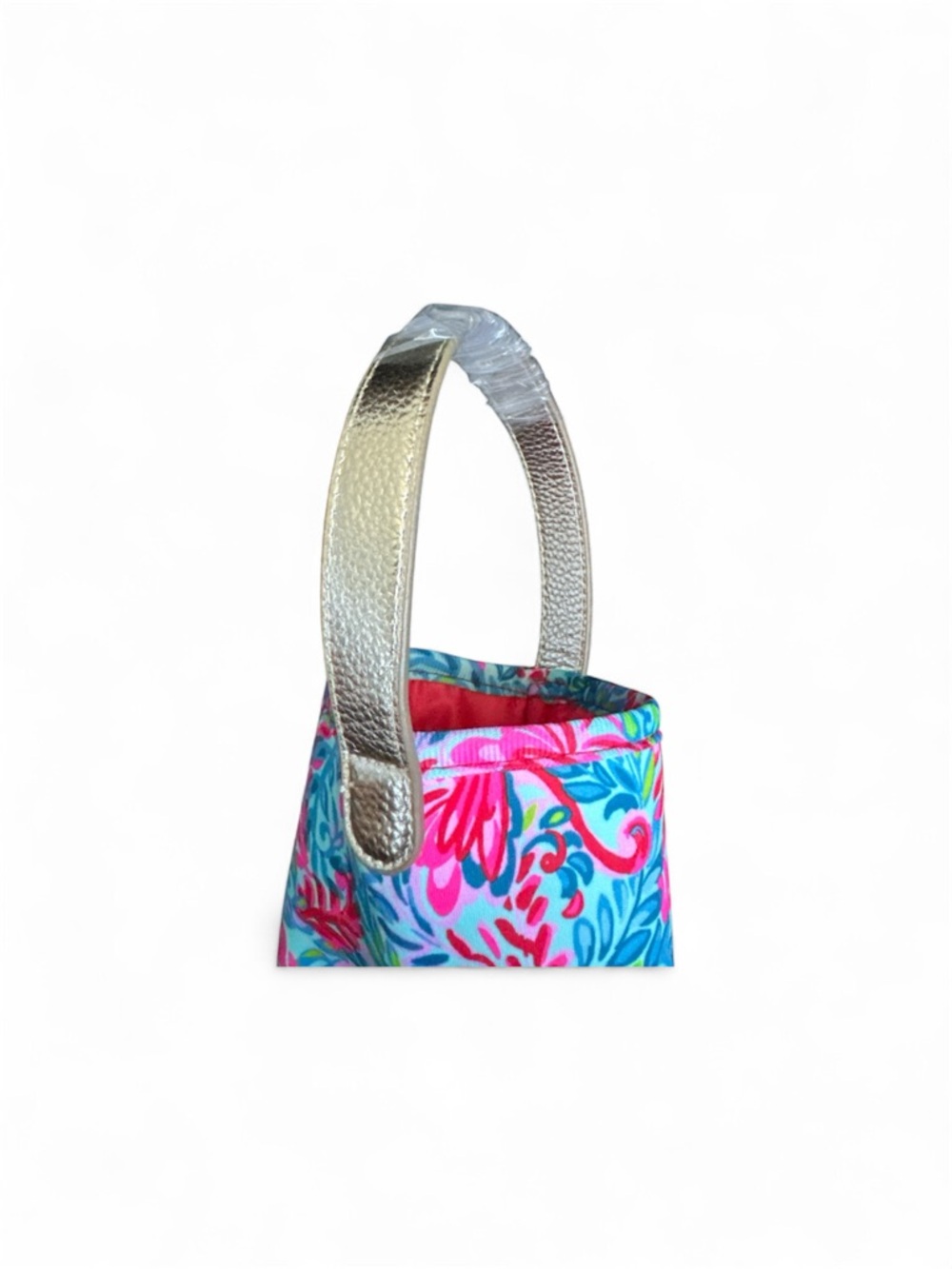Lilly Pulitzer Flamingo Floral Wine Bag Tote Sleeve Neoprene w/Gold Handle NWOT - Picture 4 of 7